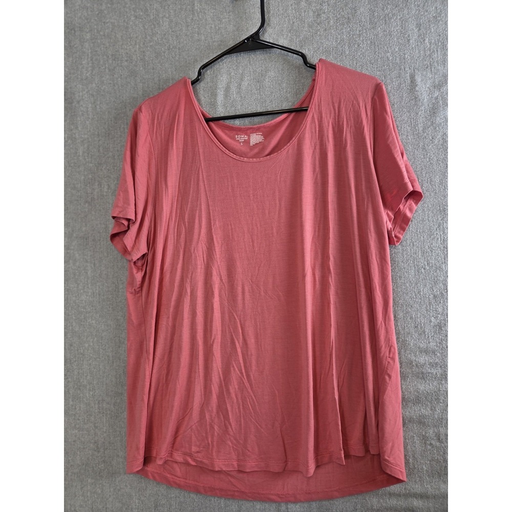 SOMA Cool Nights Sleep T Shirt L Loungewear Rose Pink Flowy Scoop Neck Comfort